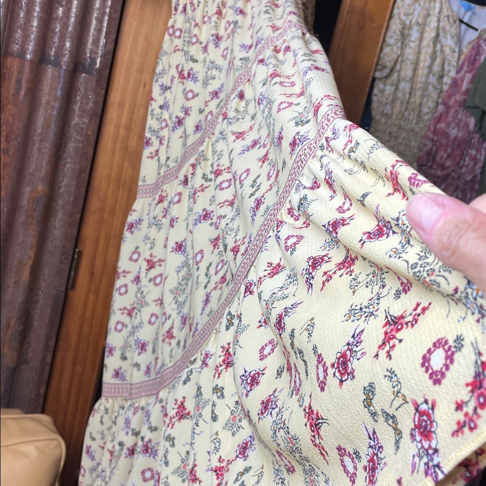 Max Studio Yellow Floral Dress with Pink and Cream Accents, Size S - Picture 4 of 6